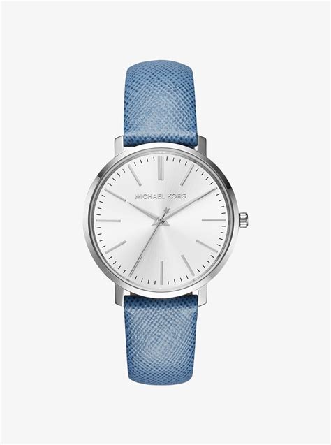 michael kors jaryn silver tone leather band watch|Jaryn Pavé Silver.